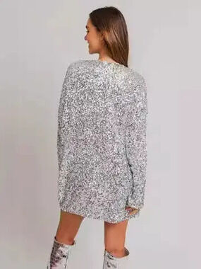 Spring Summer Sequin One Shoulder Midi Dress